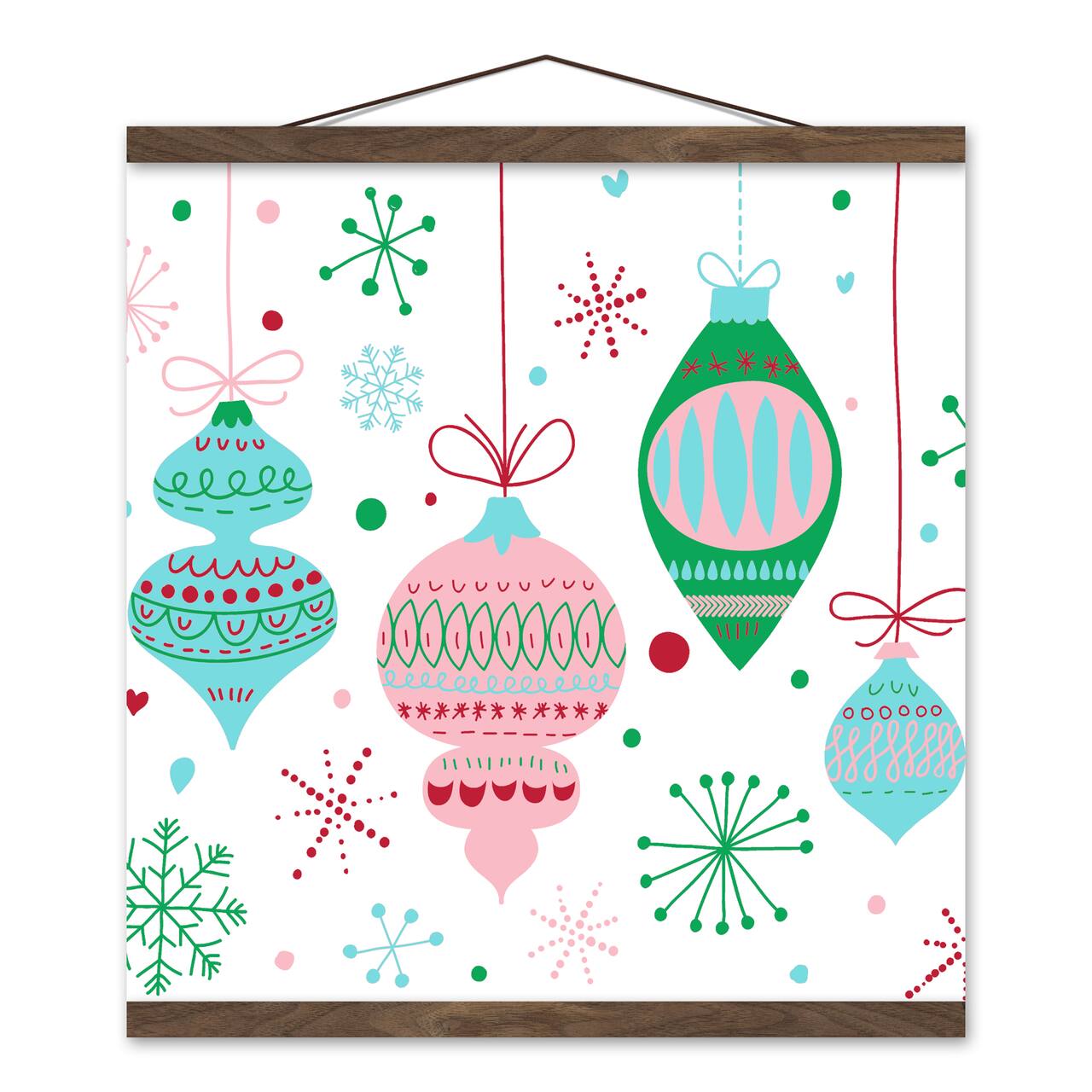 Retro Funky Ornaments 16x16 Teak Hanging Canvas